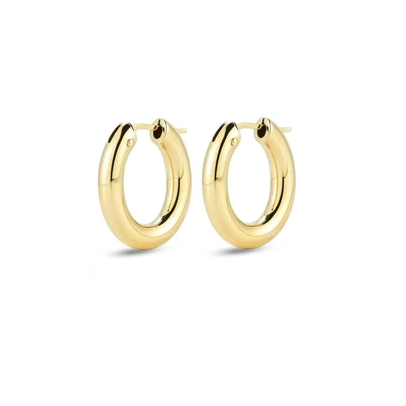 Roberto Coin Yellow Gold Oval Hoop Earring 210008AYER00 In New Condition In Wilmington, DE