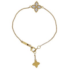 Roberto Coin Yellow Gold Princess Flower 2-Sided Center Bracelet with Charm