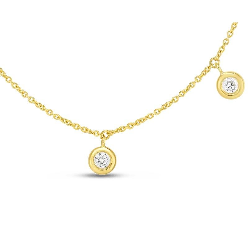 Roberto Coin - Collana con sette diamanti a goccia in oro giallo 18 ct.  
Diamanti 0,34 peso totale 
Sette diamanti incastonati 
Lunghezza della catena: 17