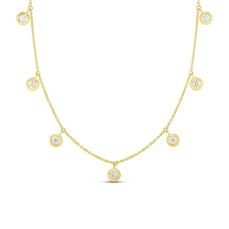 Taglio rotondo Roberto Coin Collana con sette diamanti a goccia in oro giallo 530011AYCHX0 in vendita