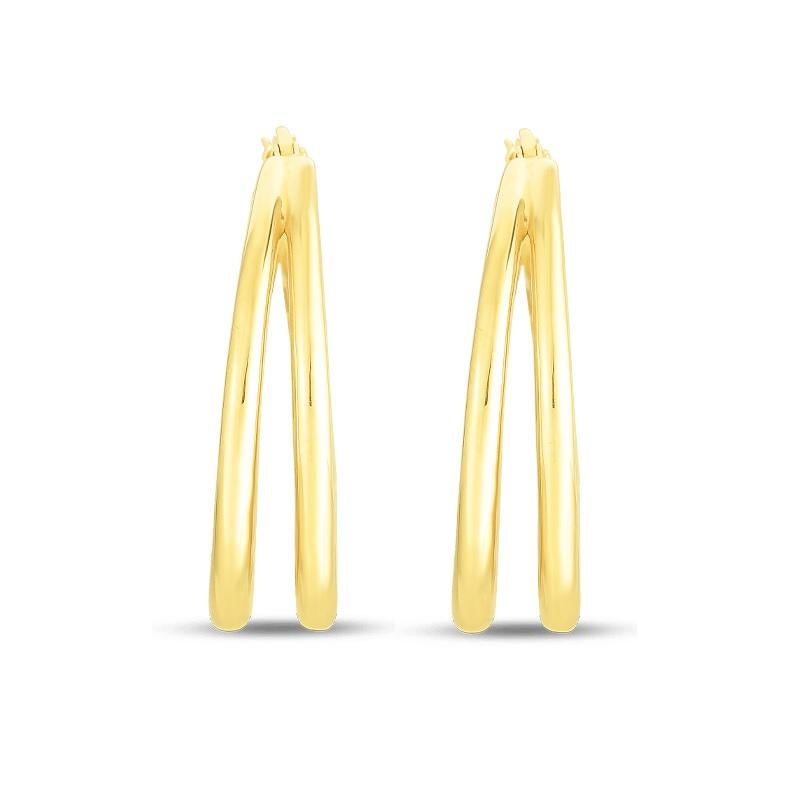 Roberto Coin 18K Yellow Graduated 30mm Thin Double Hoop Earring
Earring Tube Measure 1mm - Earring Measure 6mm at Widest Point 
For Pierced Ears - Post with Hoop Wire Closer 
6740626AYER0
