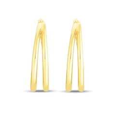 Roberto Coin Yellow Gold Thin Double Hoop Earring 6740626AYER0