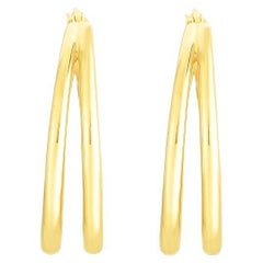 Roberto Coin Yellow Gold Thin Double Hoop Earring 6740626AYER0