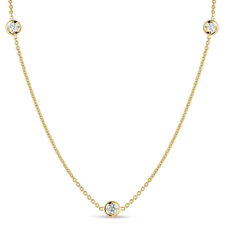 Roberto Coin 18K Gold Necklace with 3 Diamond stations
18kt Yellow Gold
Approx. .15 total carat weight
18″ Chain
001317AYCHD0
