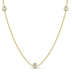 Roberto Coin Yellow Gold three Diamond station Necklace 001317AYCHD0