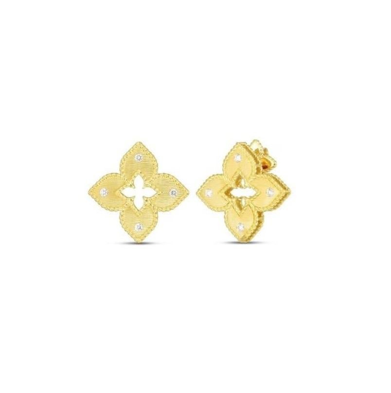 Roberto Coin Gelbgold venezianischer Prinzessinnenblumen-Ohrstecker 7772985AYERX (Rundschliff) im Angebot