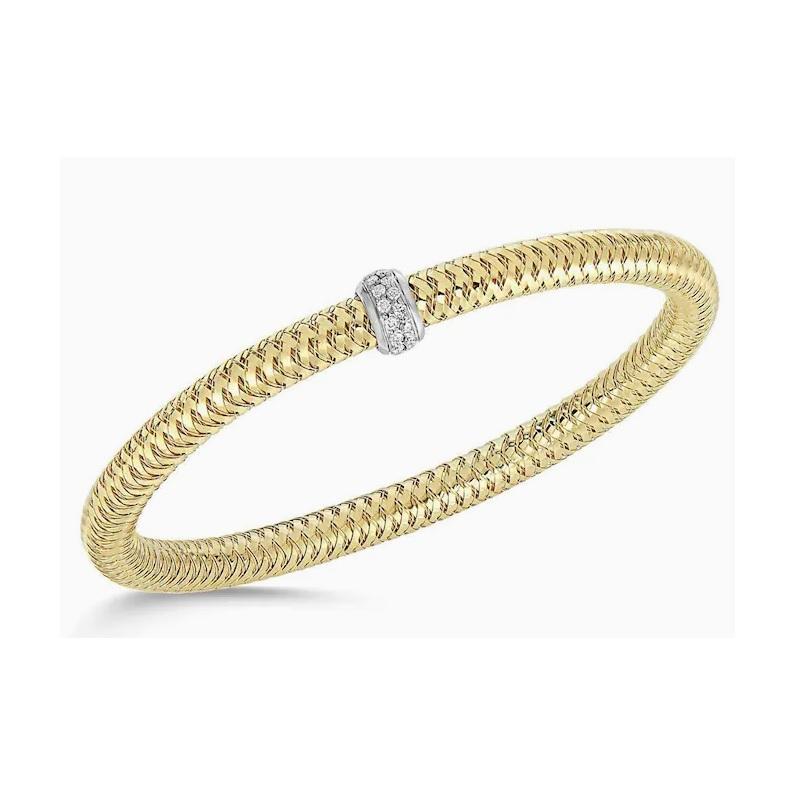 Round Cut Roberto Coin Yellow & White Gold Primavera Diamond Bracelet 557183AJBAX0