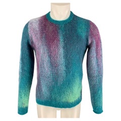 ROBERTO COLLINA Size S Blue Purple Ombre Mohair Blend Crew-Neck Sweater