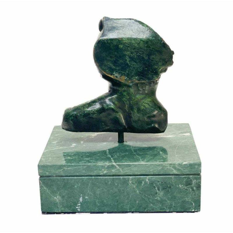 20th Century Roberto Cortazar Bronze on Marble Face Sculpture