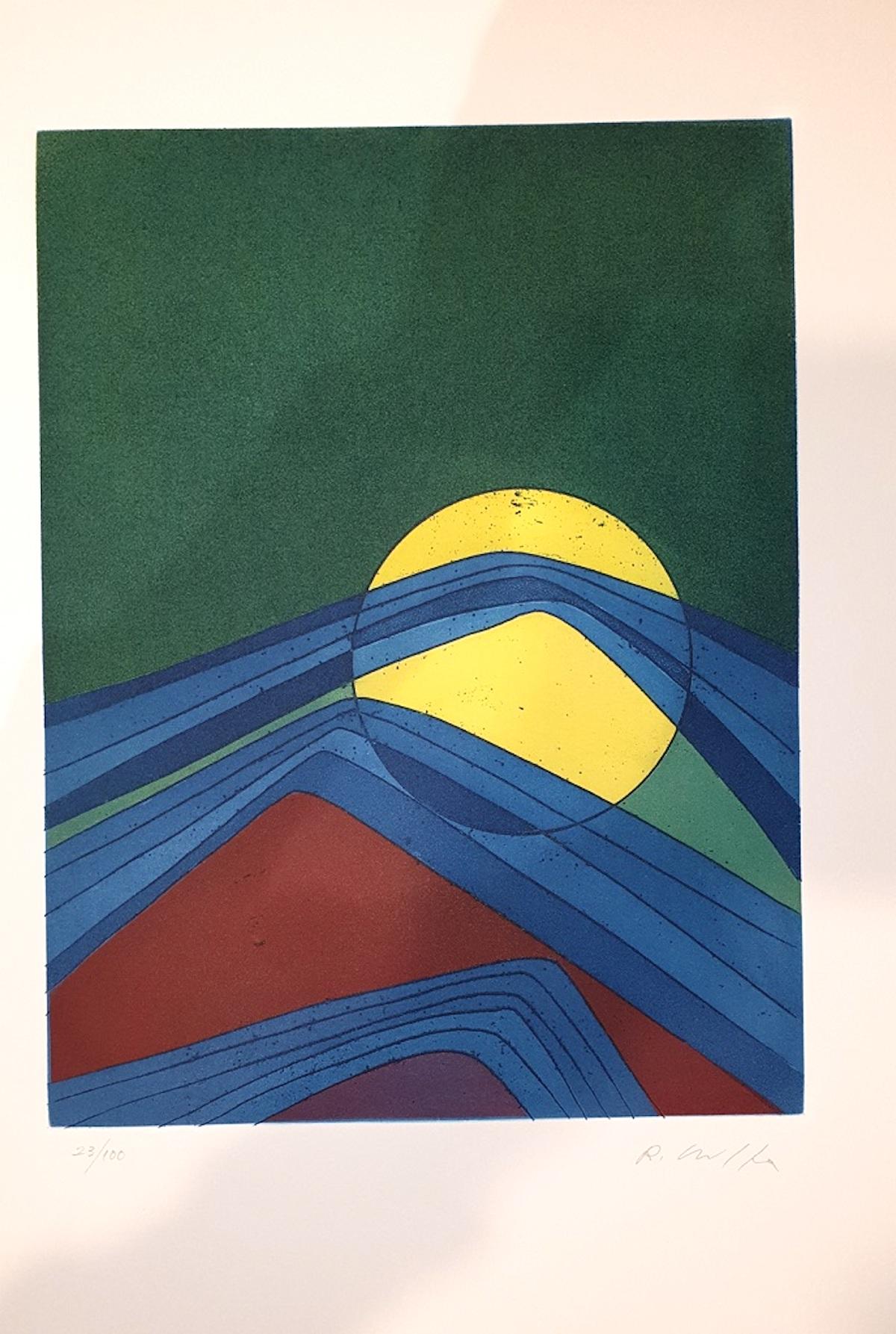 Assiette II de Suns/Landscapes - Eau-forte de R. Crippa - 1971/72