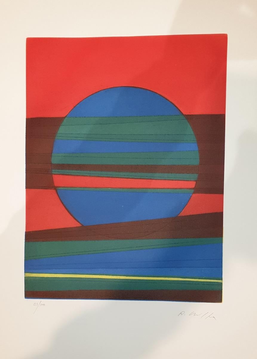 Abstract Print Roberto Crippa - Assiette III de Suns/Landscapes - Eau-forte de R. Crippa - 1971/72
