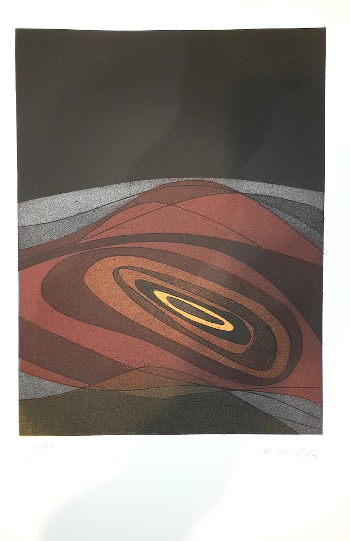 Roberto Crippa Abstract Print - Plate V from Suns/Landscapes - Etching by R. Crippa - 1971/72