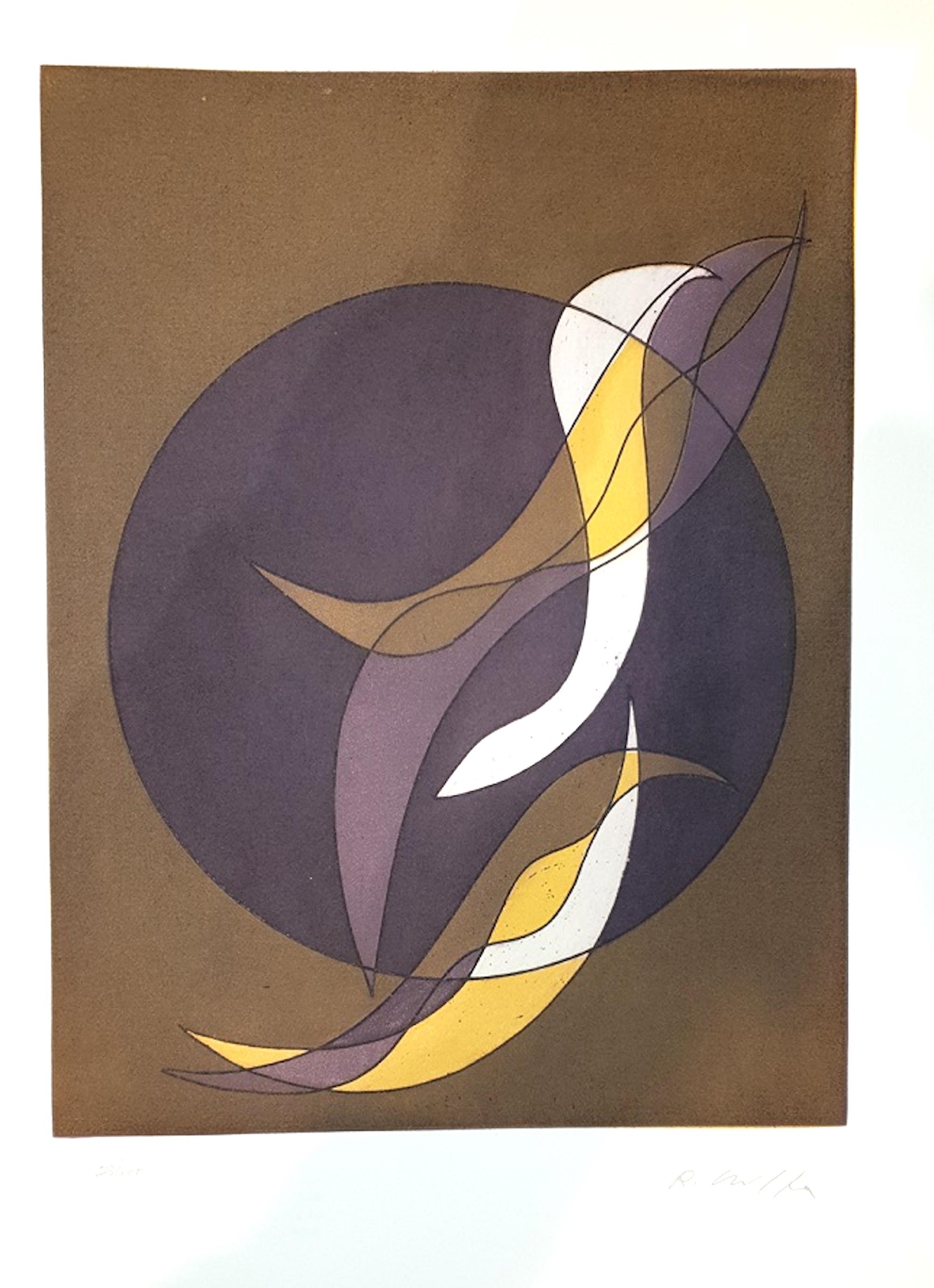 Roberto Crippa Abstract Print - Plate VI from Suns/Landscapes -Etching by R. Crippa - 1971/72