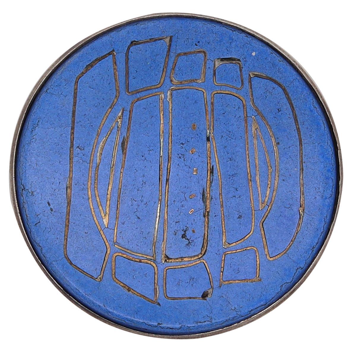 Roberto Crippa Broche pendentif sculpturale circulaire en céramique sur le thème du spatialisme, 1963
