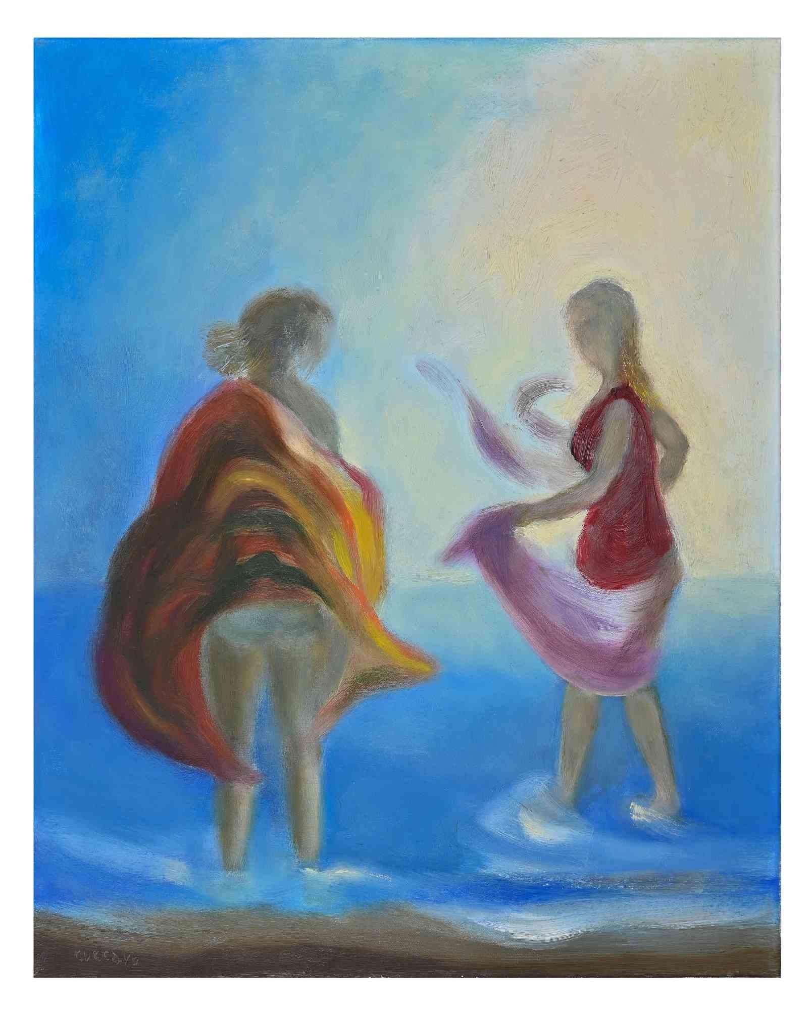 Women at the Shore is an original Contemporary Artwork realized in 2015 by Roberto Cuccaro. 

Original Oil Painting on Canvas.

Hand-signed on the lower left corner: Cuccaro.

Mint Conditions.

Women at the Shore is an original Contemporary Artwork