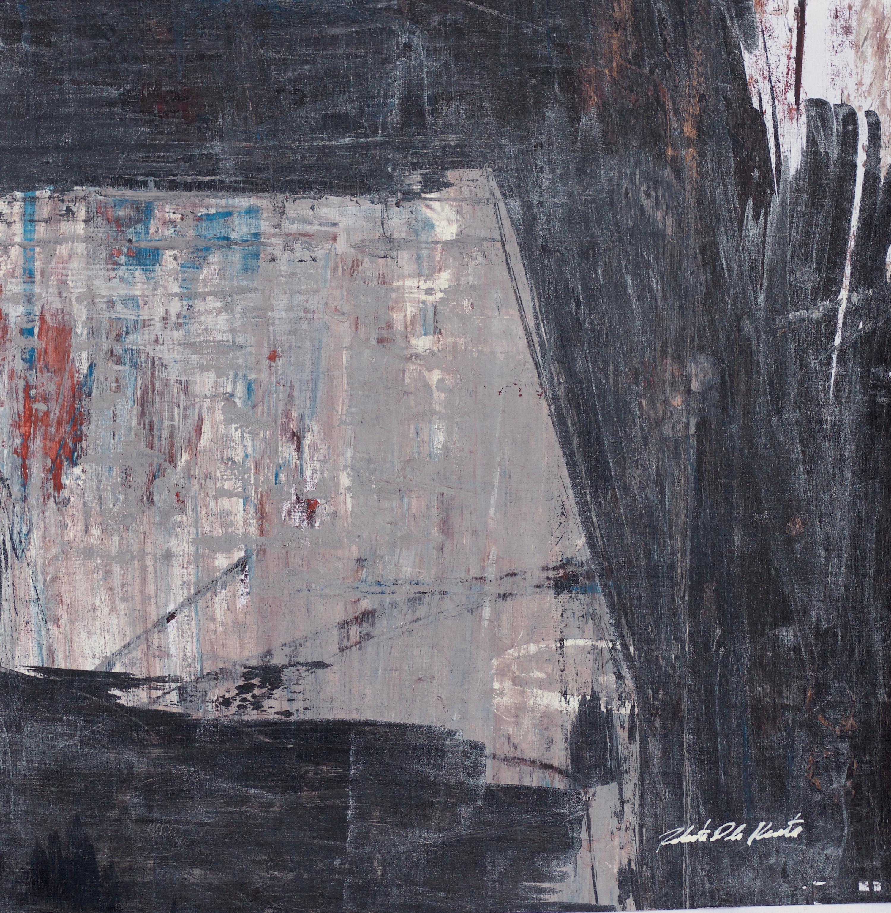 Roberto D la Renta Abstract Painting - Black and Grey Abstract
