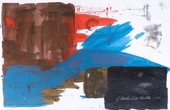 Abstrait gestuel bleu, Brown, rouge et noir