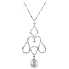 Roberto Demeglio 18 Karat Gold Diamonds and Pearl Chandelier Pendant Necklace