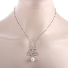 Roberto Demeglio 18 Karat Gold Diamonds and Pearl Chandelier Pendant Necklace