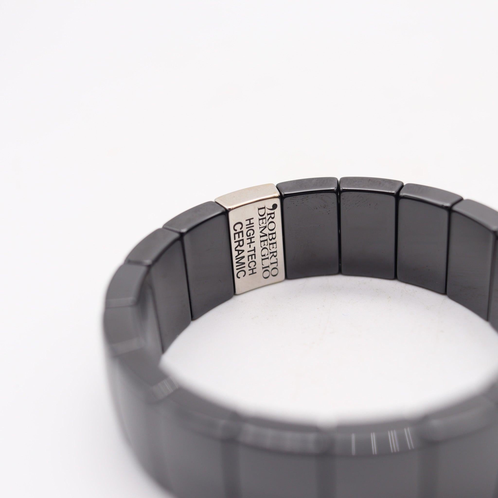 Women's or Men's ROBERTO DEMEGLIO Italian Stretch Bracelet In Titanium And Black Ceramic For Sale