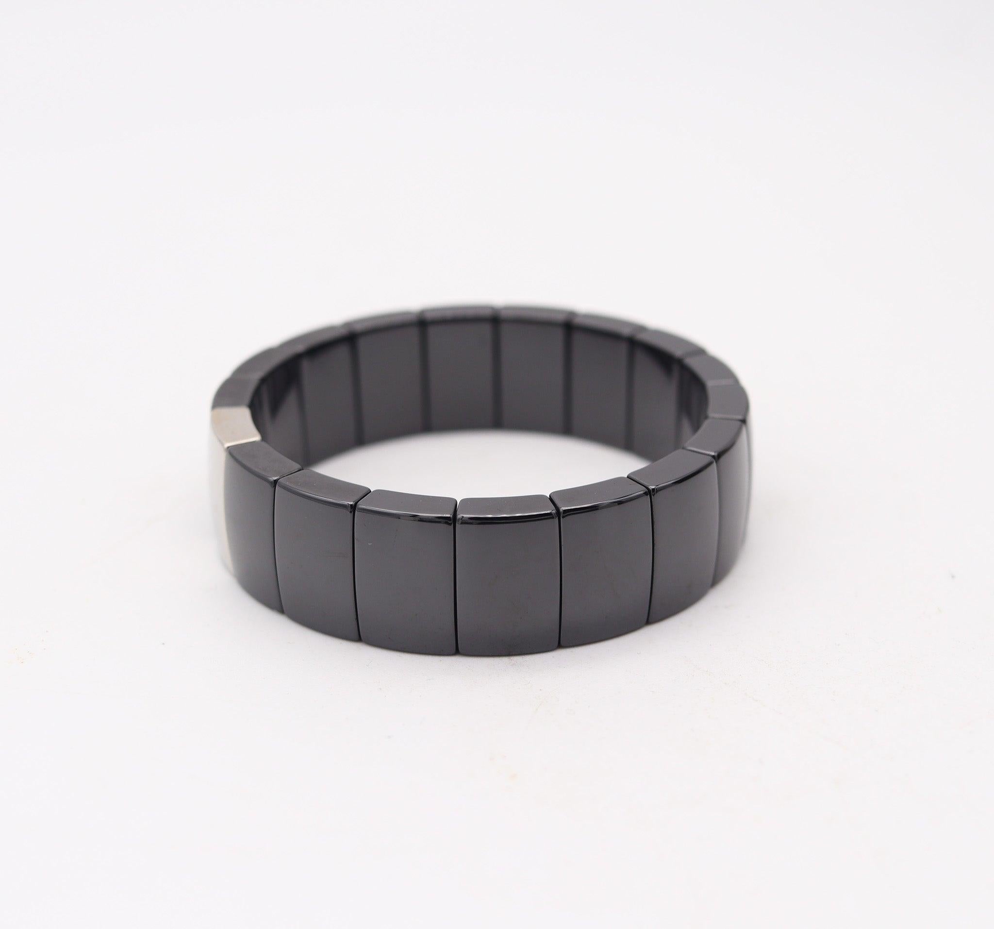 ROBERTO DEMEGLIO Italian Stretch Bracelet In Titanium And Black Ceramic For Sale 1