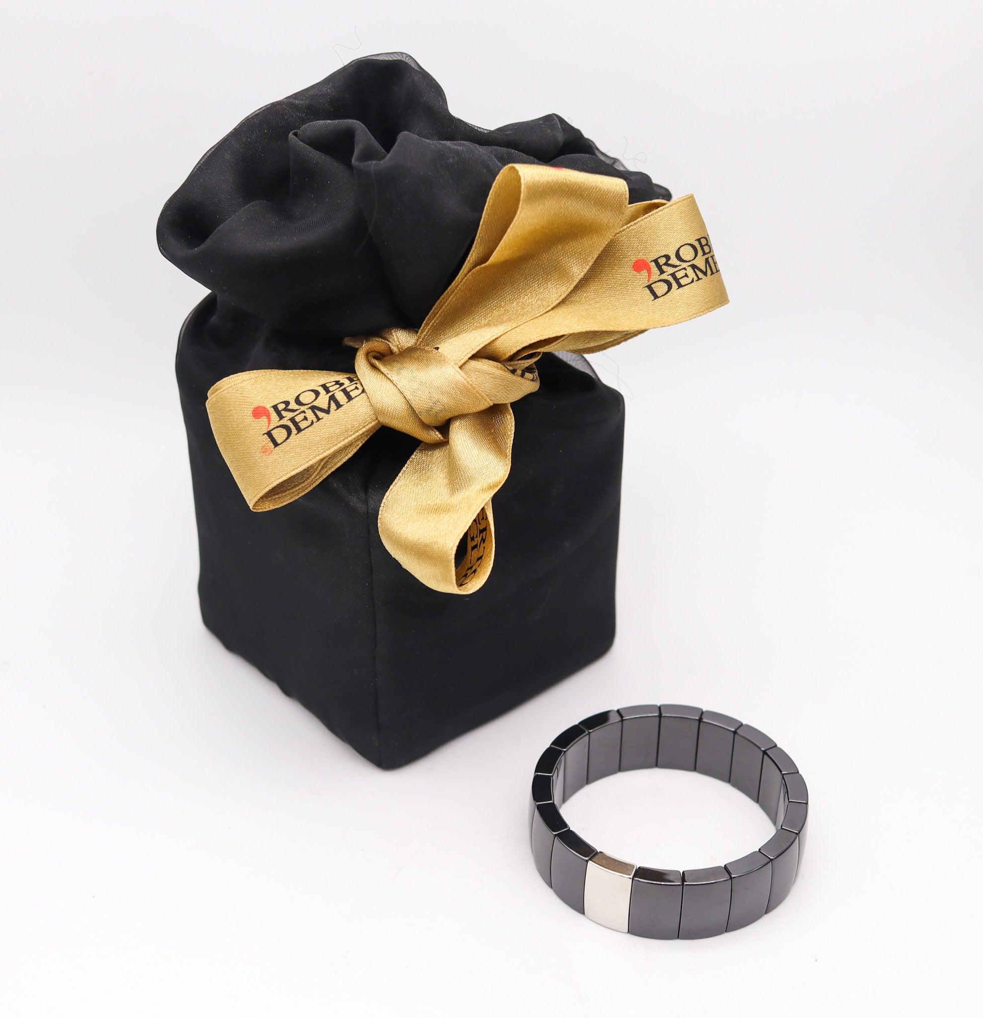 ROBERTO DEMEGLIO Italian Stretch Bracelet In Titanium And Black Ceramic For Sale 2