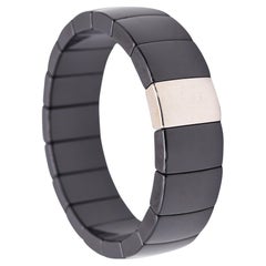 Vintage ROBERTO DEMEGLIO Italian Stretch Bracelet In Titanium And Black Ceramic