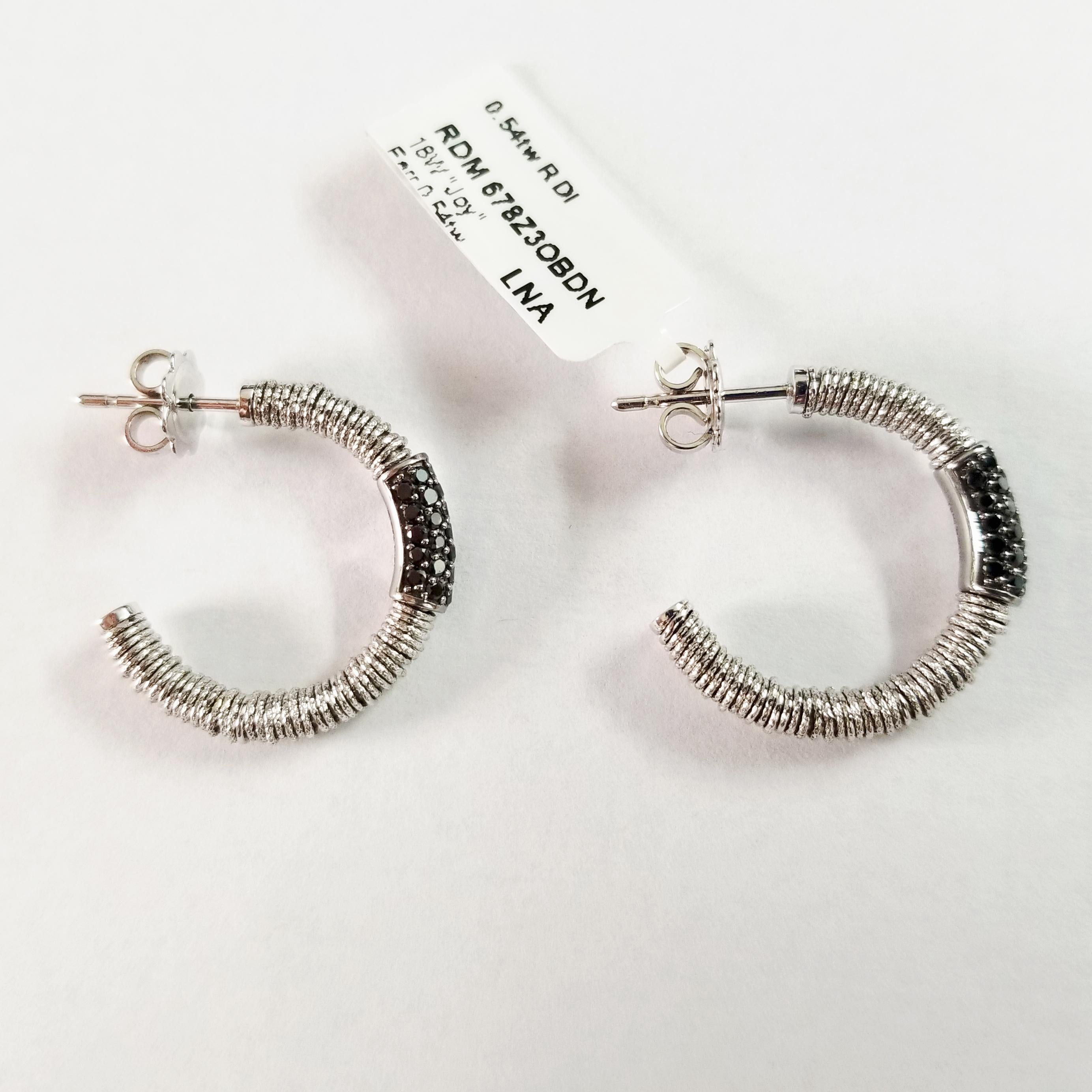 Roberto Demeglio Joy Collection Black Diamond Hoop Earrings In New Condition In Coral Gables, FL