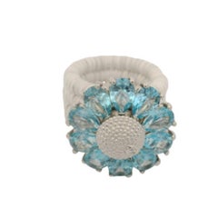 Roberto Demeglio, bague fleur tournante en céramique blanche et argent sterling