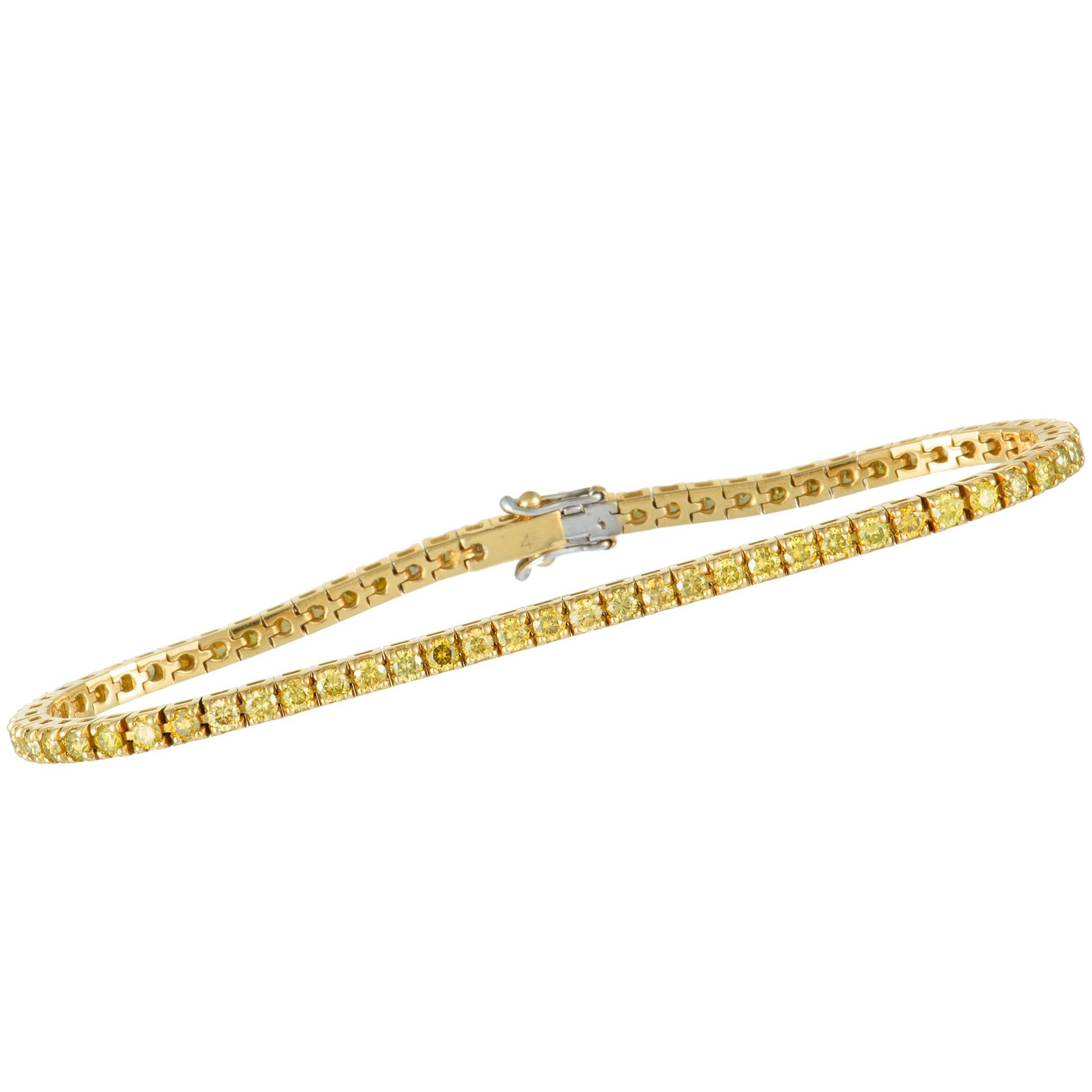 Roberto Demeglio Yellow Diamonds Thin Yellow Gold Tennis Bracelet