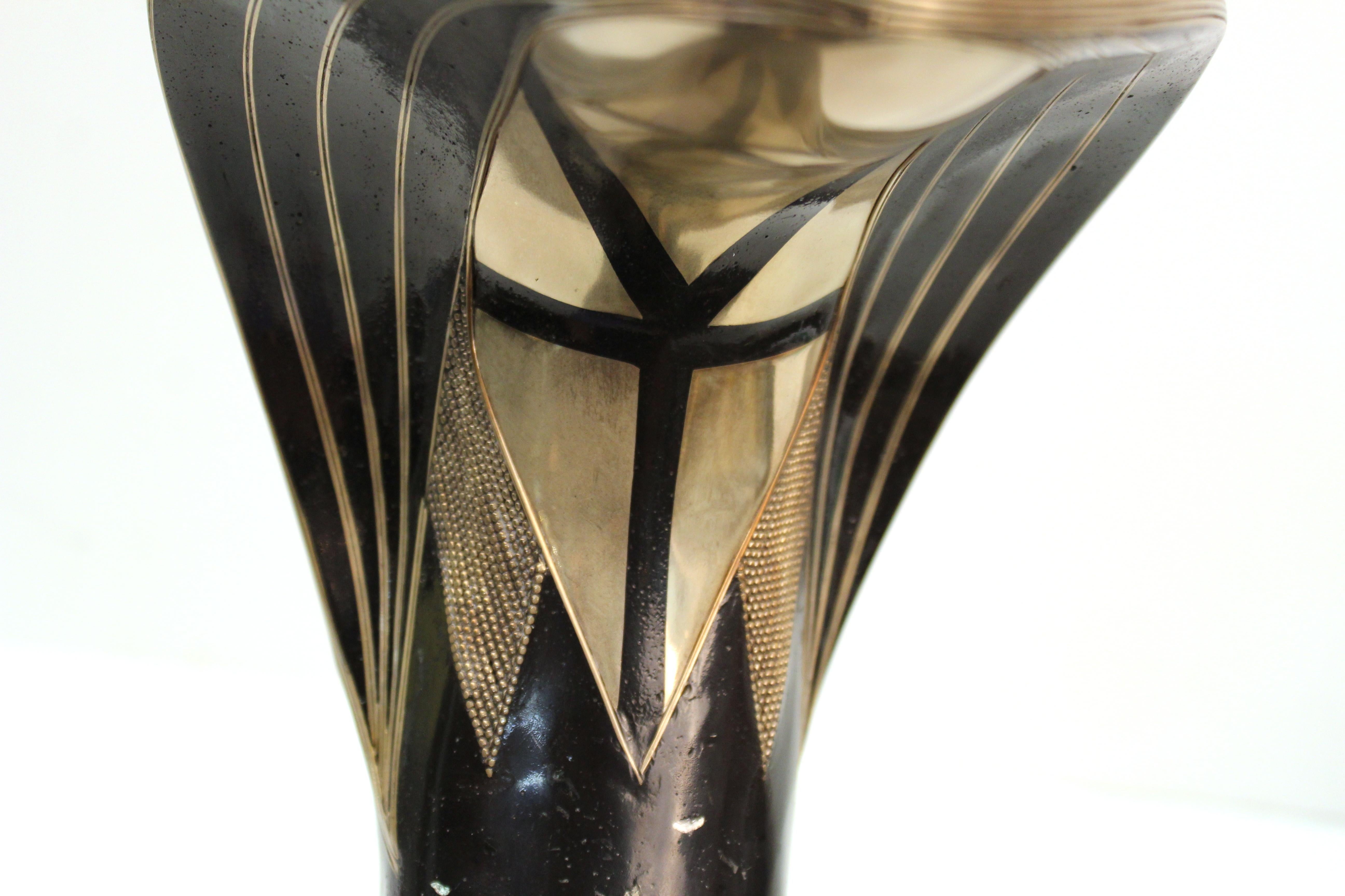 Roberto Estevez Modern 'Cobra' Bronze Sculpture with Silver and Brass Inlay 10