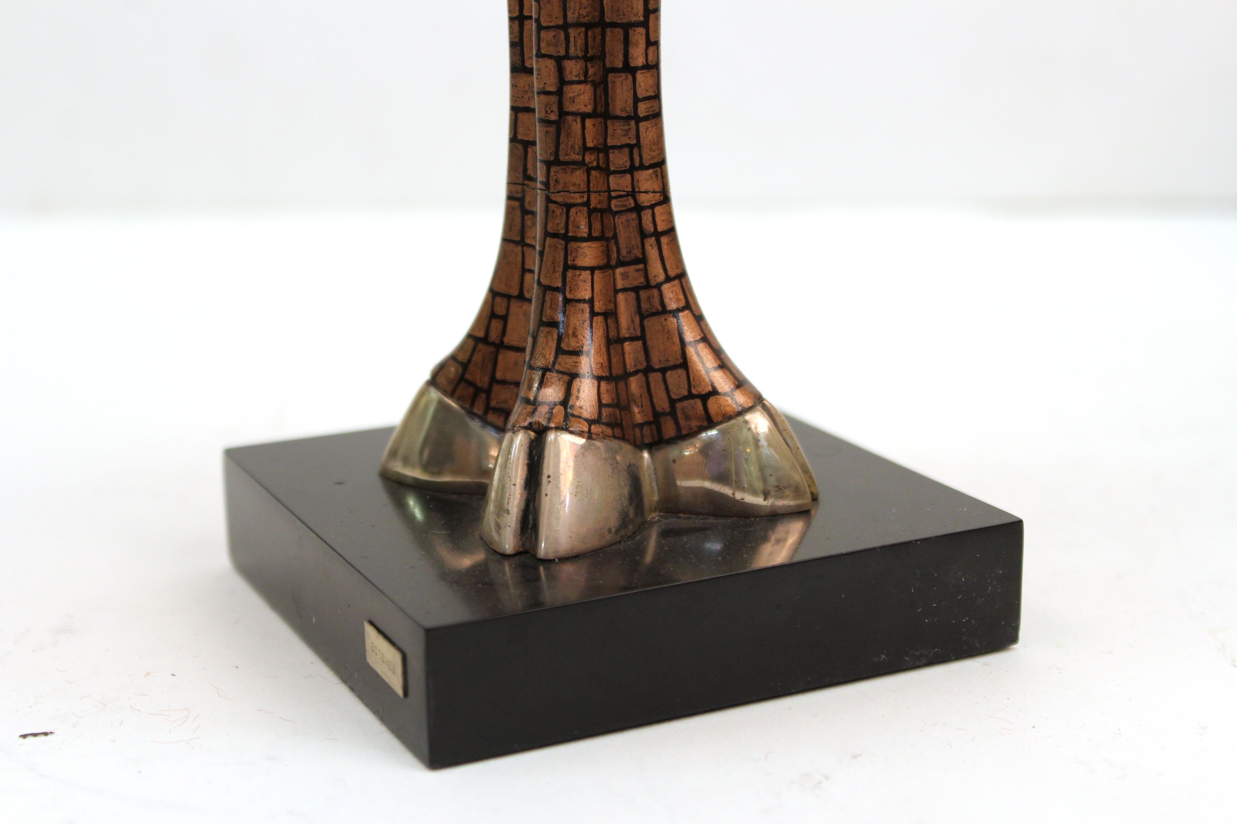 Roberto Estevez Modern Metal and Ostrich Egg Cup with Animal Handles 2