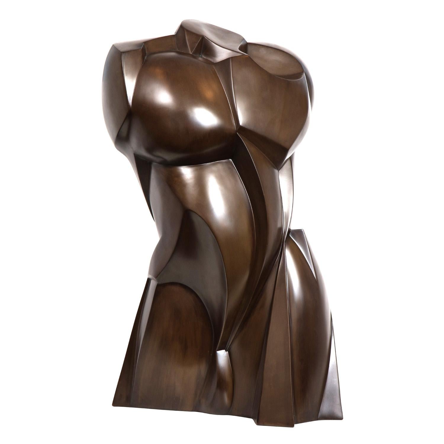 Large stylized torso in glazierite by Roberto Estevez for Karl Springer, American 1980's. Glazierite was a resin composite created by Karl Springer’s artisans. This model was also cast in bronze and can be seen in an Architectural Digest interior