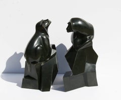 Paire de Baboons, sculptures de table en bronze de Roberto Estevez