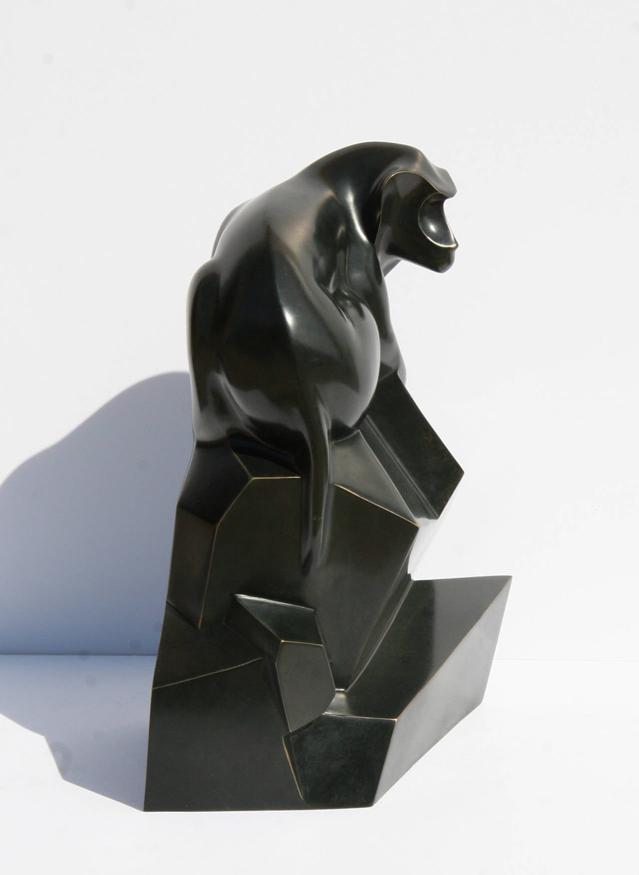 Pair of Baboons, Table Top Bronze Sculptures by Roberto Estevez For Sale 4