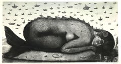 Roberto Fabelo "Sueño de Sirena" 2001 Original Large Engraving Signed Surrealism