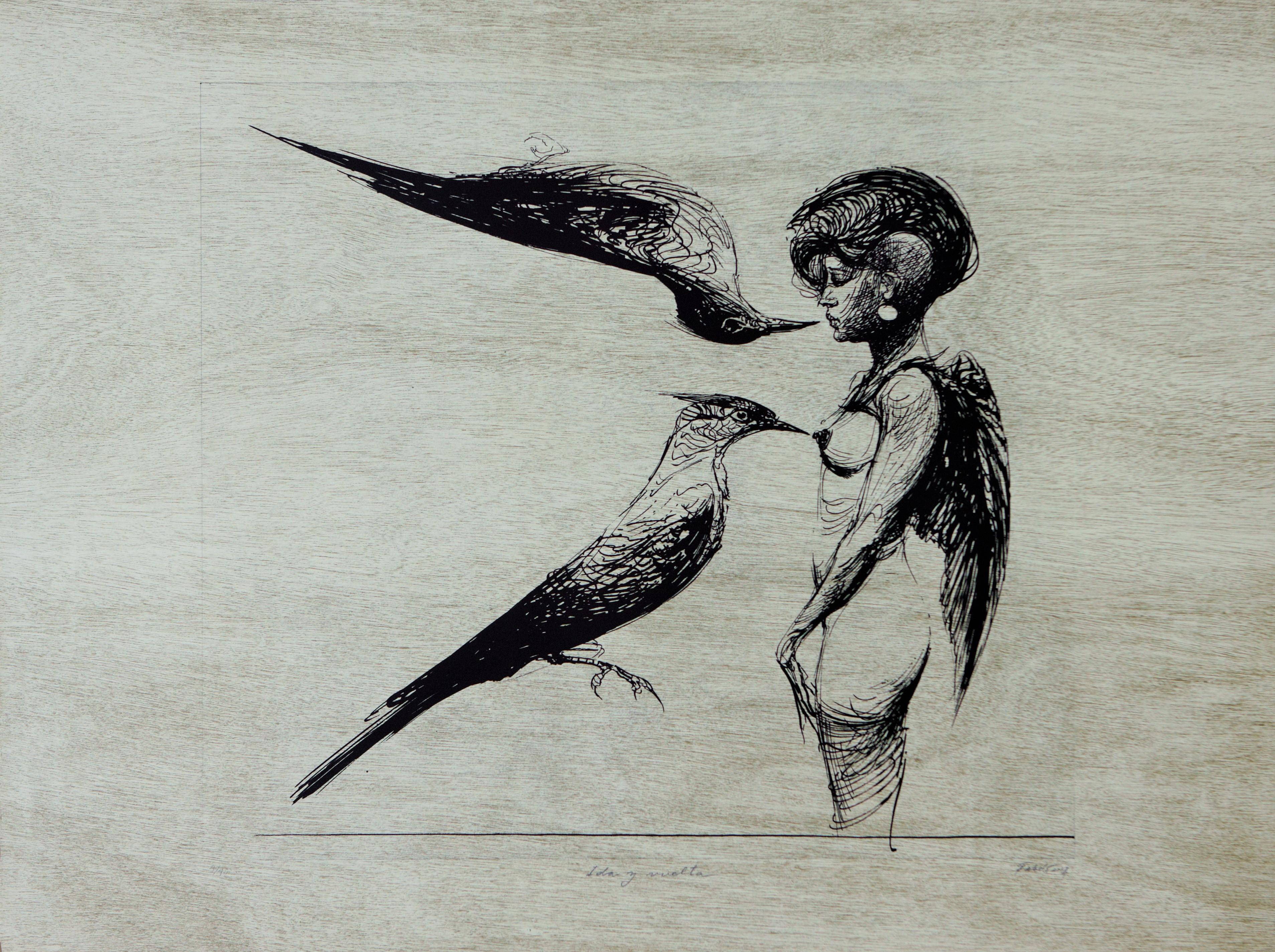 Roberto Fabelo (cubano, 1950)
"Ida y Vuelta", 2014
Litografía y xilografía sobre papel hecho a mano
100 x 130 cm. (39.4 x 51.2 in.)
Edición de 40 ejemplares


Roberto Fabelo, biografía:

Nació: en 1950 en Guáimaro, Camagüey, Cuba.

Formación: 1972-