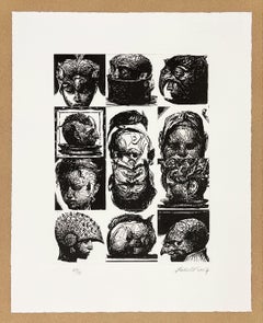 Roberto Fabelo, "Mad Portraits", 2007, Engraving 16x12in