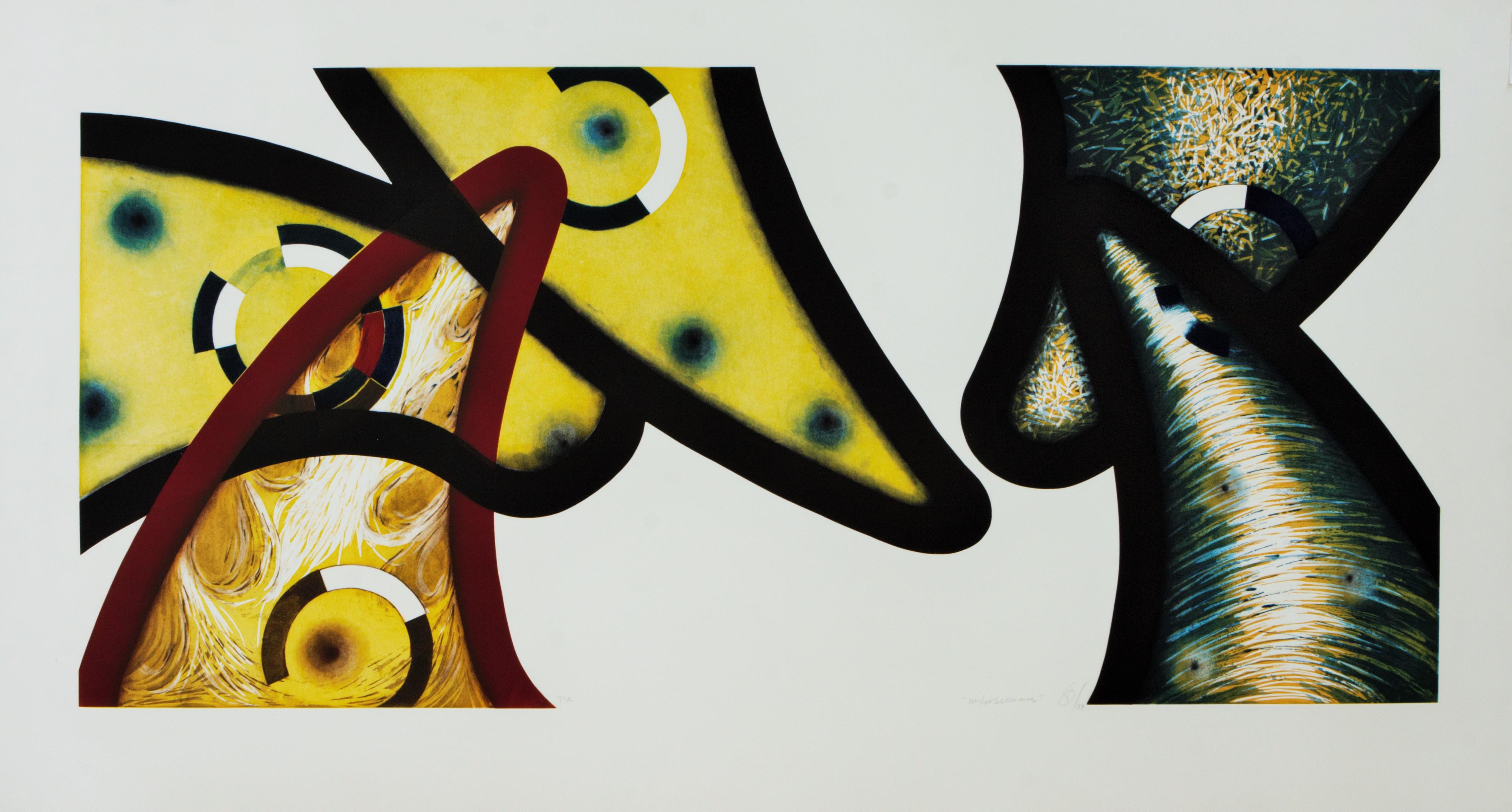 Victor Guadalajara (Mexican, 1965)
'Intersecciones', 2009
Woodcut and Aquatint
100.00 x 185 cm. (39.4 x 72.8 in.)
Edition of 30
Unframed