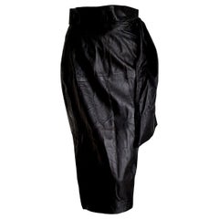Roberto FABRIS Paris "New" Black Lambskin Skirt Belt Foulard Falling - Unworn