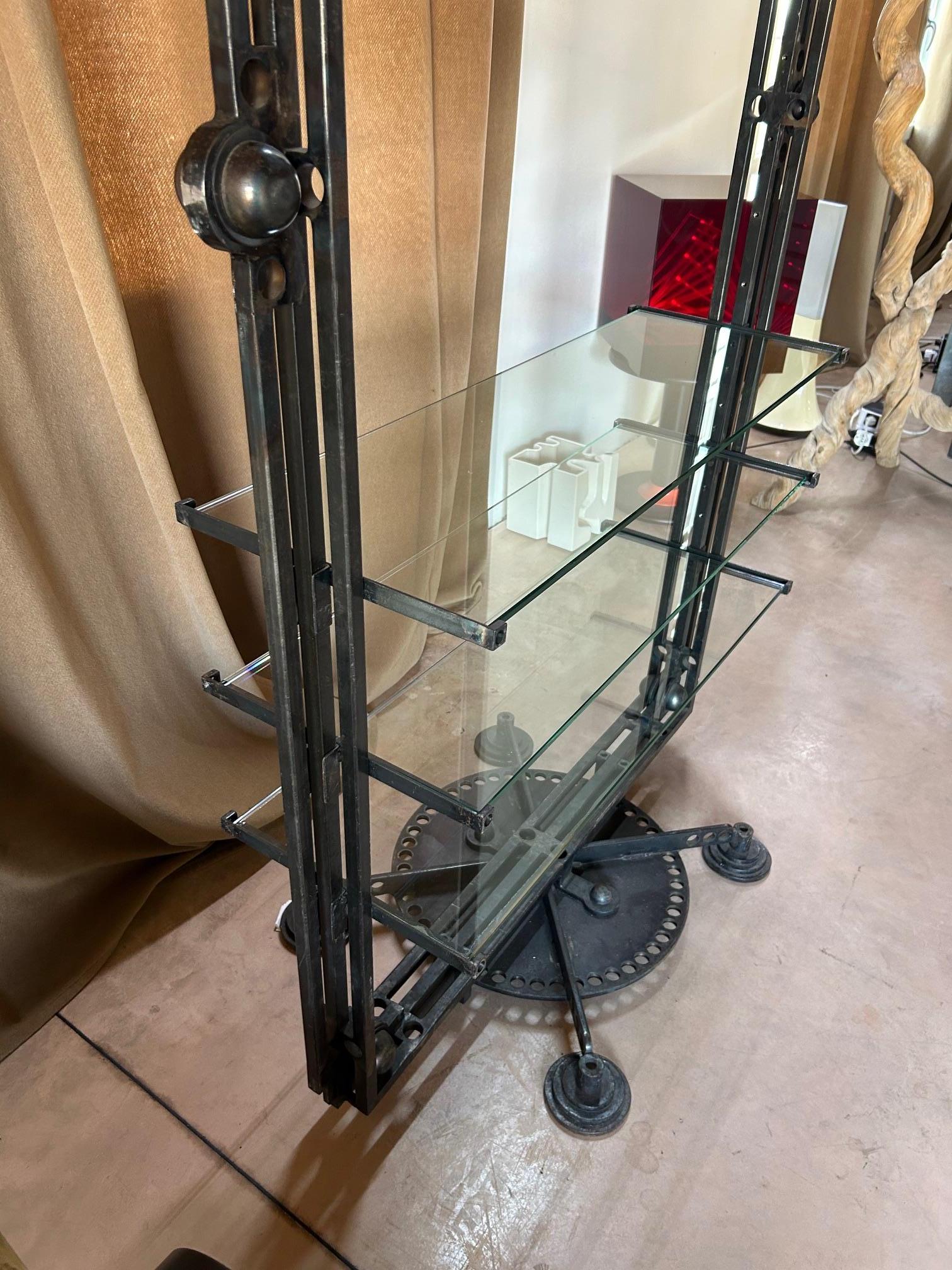 Bibliothèque Roberto Fallani Pièce unique Fer forgé et verre, Italie, 1995 en vente 4