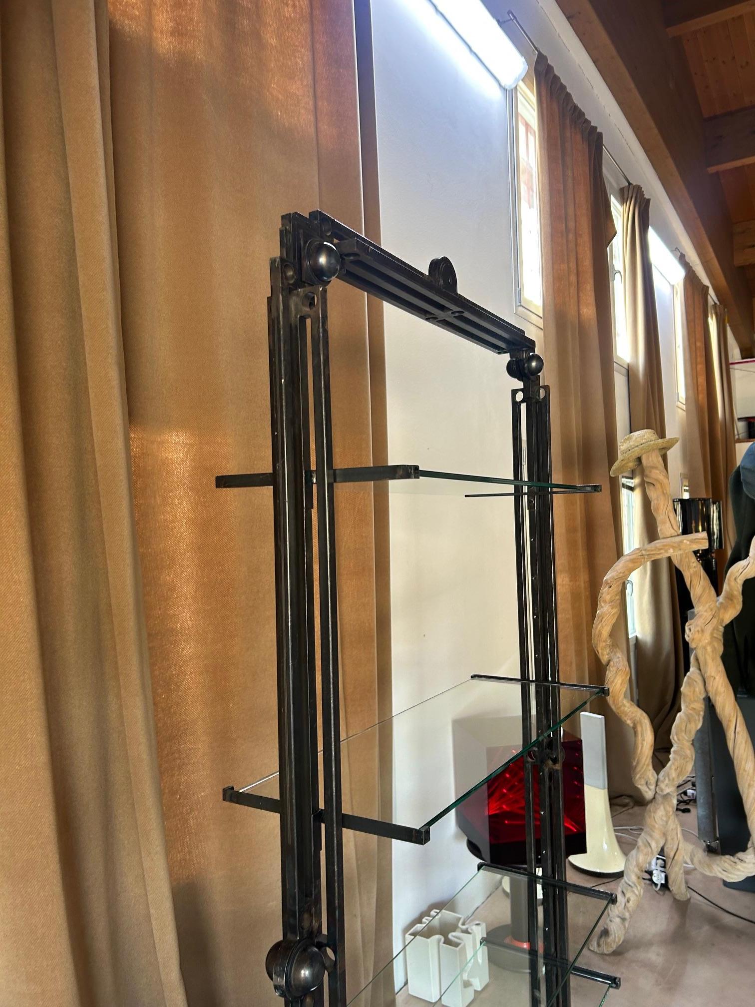 Bibliothèque Roberto Fallani Pièce unique Fer forgé et verre, Italie, 1995 en vente 6