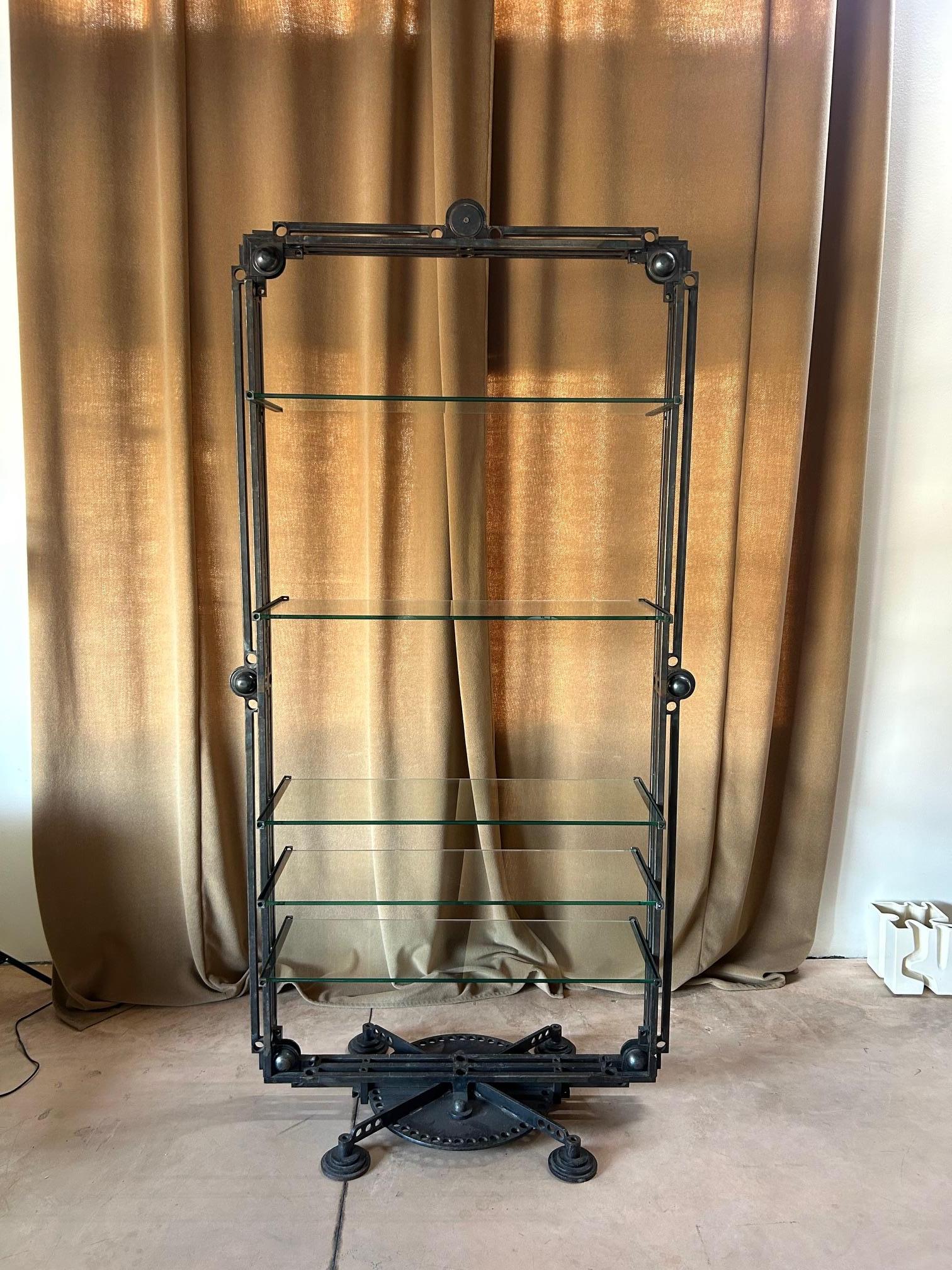 Bibliothèque Roberto Fallani Pièce unique Fer forgé et verre, Italie, 1995 en vente 7