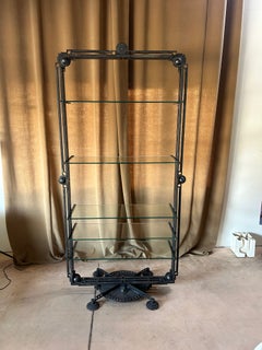 Roberto Fallani Bookshelf One-off Wrought iron and glass, Italy, 1995