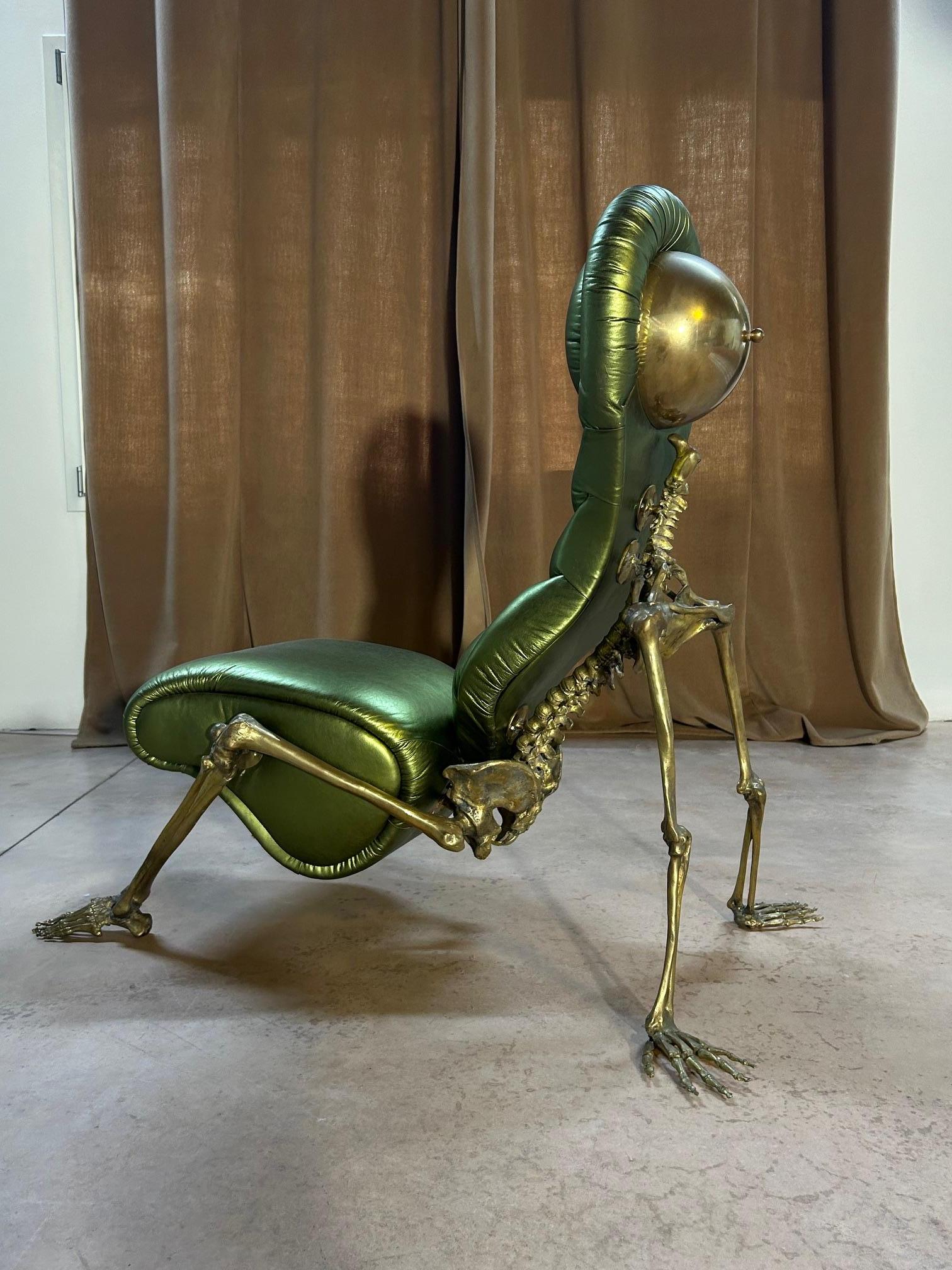 Brass Roberto Fallani SKELETON armchair One Off For Sale