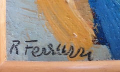 Burano, Venice. Gondolas, Canal and Village View. Oil on Board.