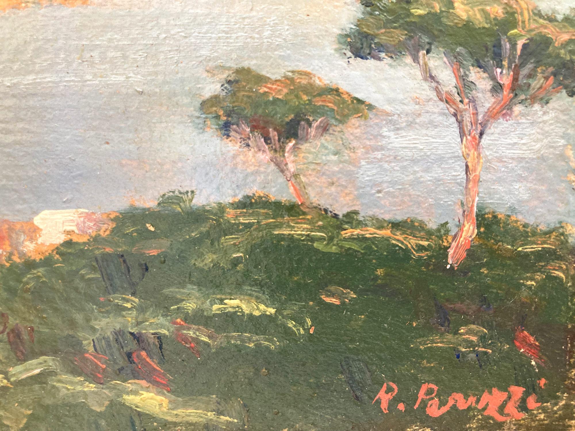 „View of Capri“ Italienisches farbenfrohes impressionistisches Ölgemälde auf Karton, gerahmt 6