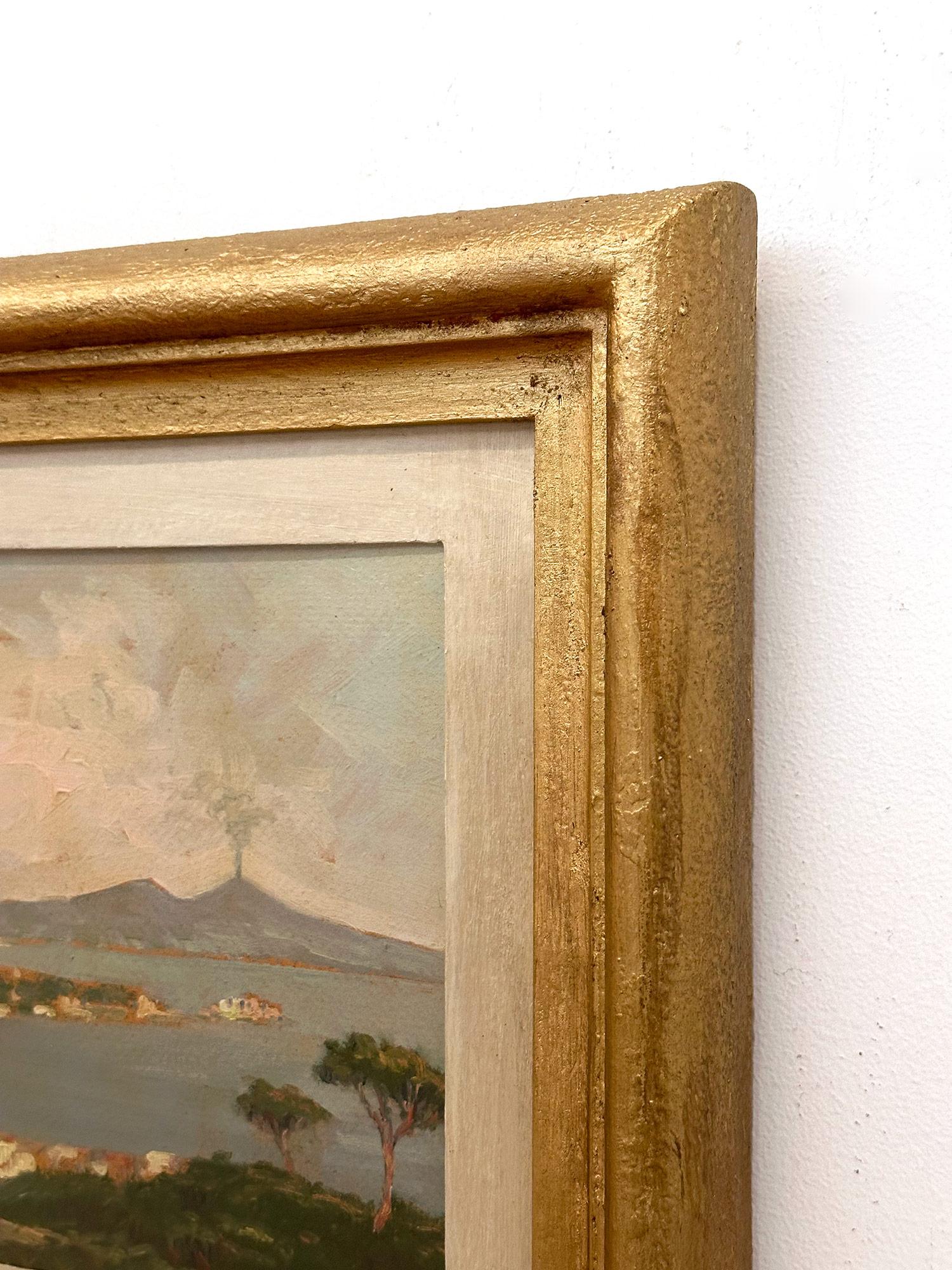 „View of Capri“ Italienisches farbenfrohes impressionistisches Ölgemälde auf Karton, gerahmt 7