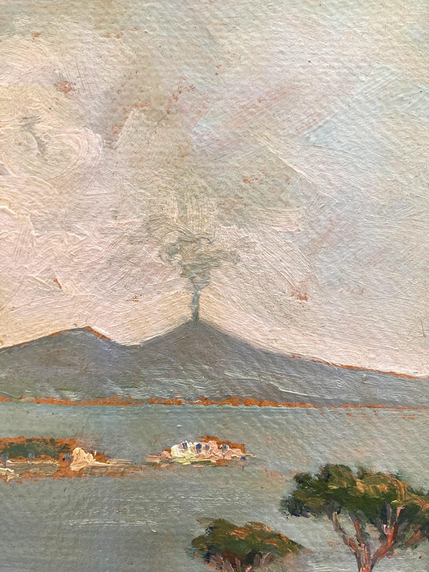 „View of Capri“ Italienisches farbenfrohes impressionistisches Ölgemälde auf Karton, gerahmt 1