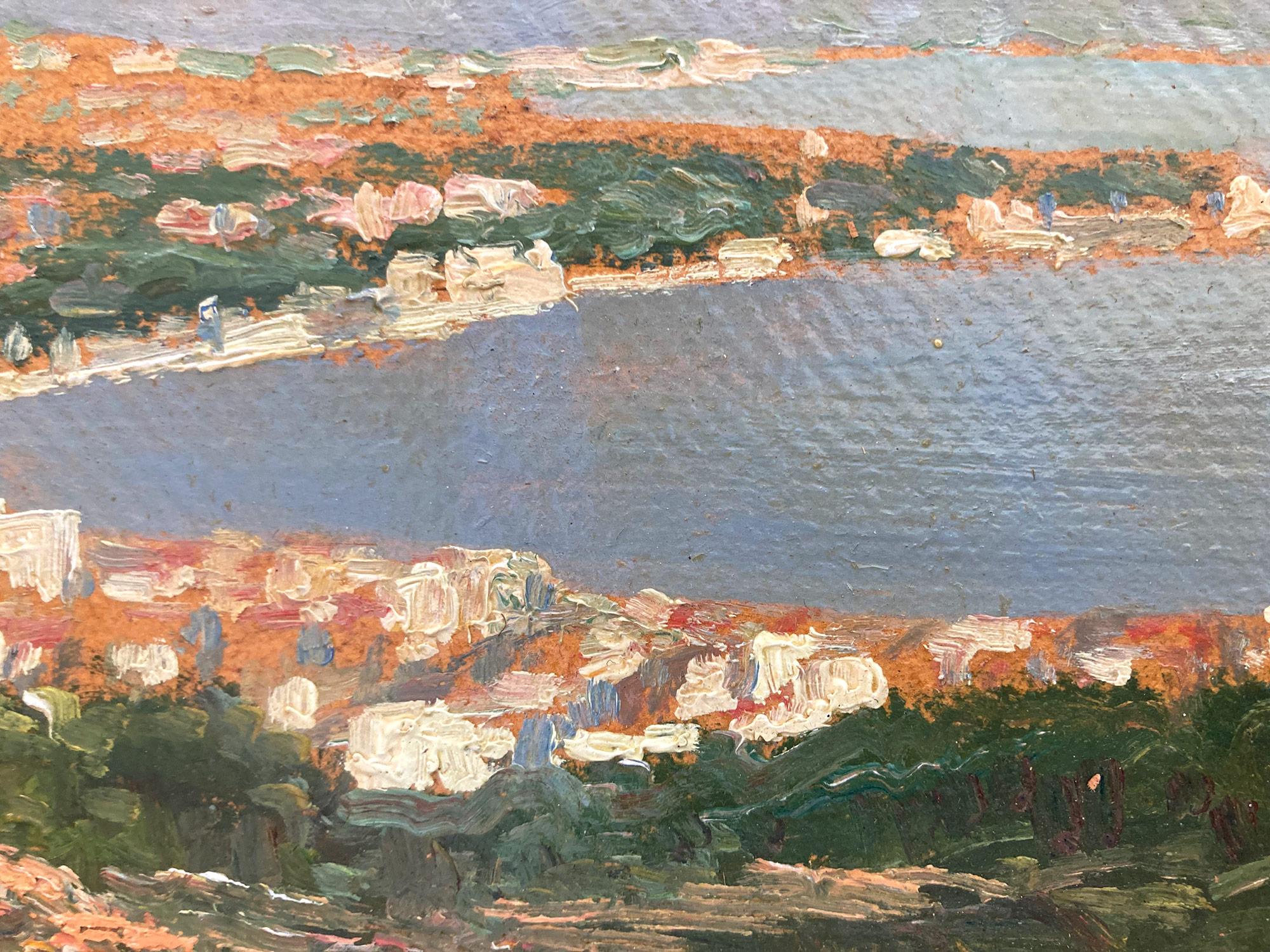 „View of Capri“ Italienisches farbenfrohes impressionistisches Ölgemälde auf Karton, gerahmt 4